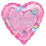 Princess Pink Happy Birthday Heart Balloon